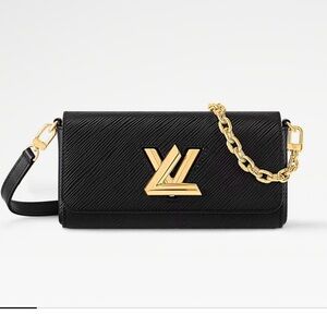 Louis Vuitton Black Leather Chain Bag